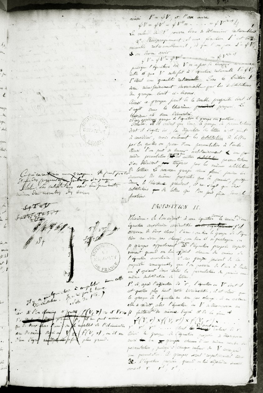 Ms 2108 f.4 Escritos sobre as condições para resolver uma equação por radicais, 1832 (ver também 237127) de Evariste Galois