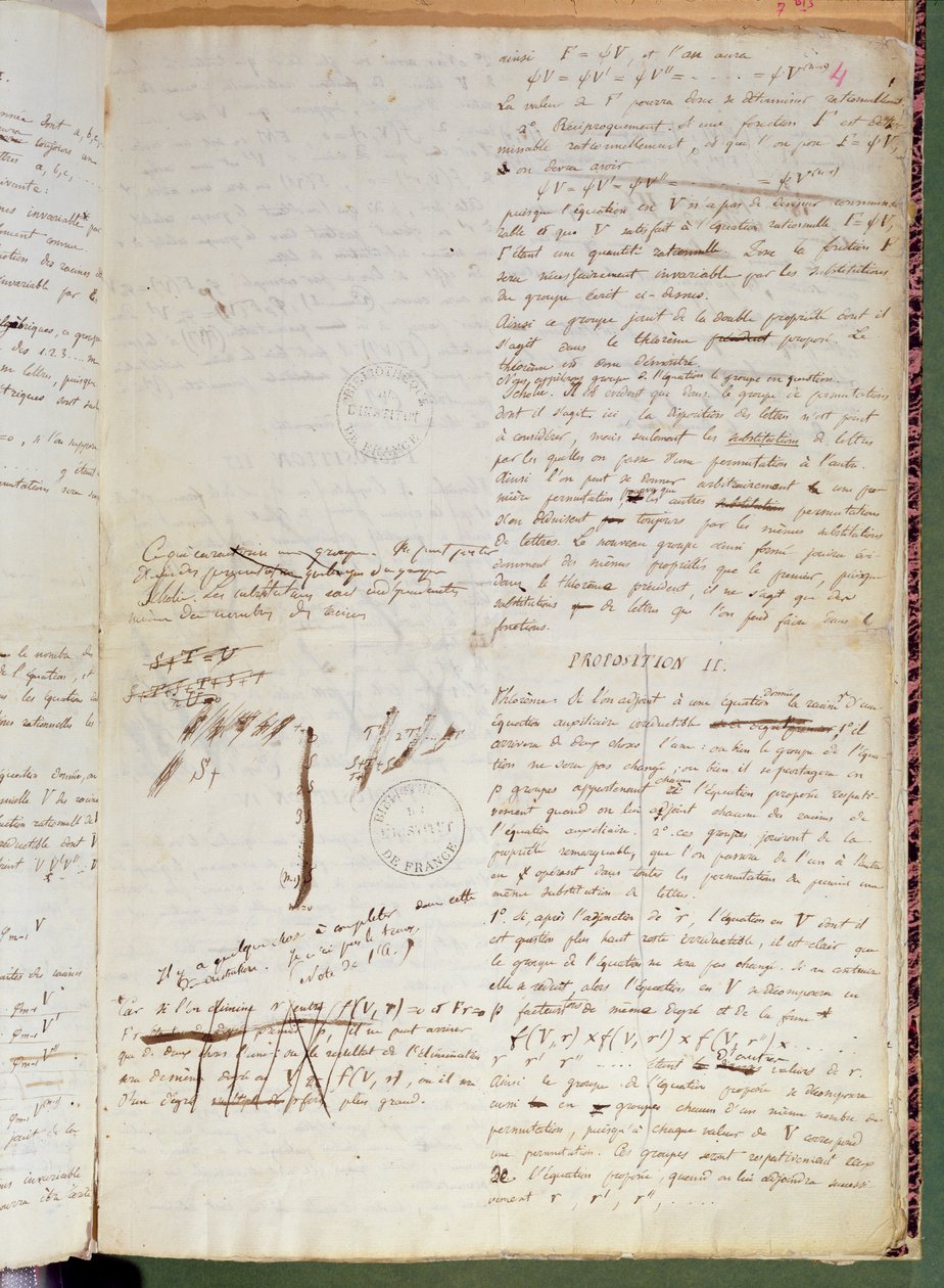 Ms 2108 f.4 Escritos sobre as condições para resolver uma equação por radicais, 1832 (ver também 163744) de Evariste Galois