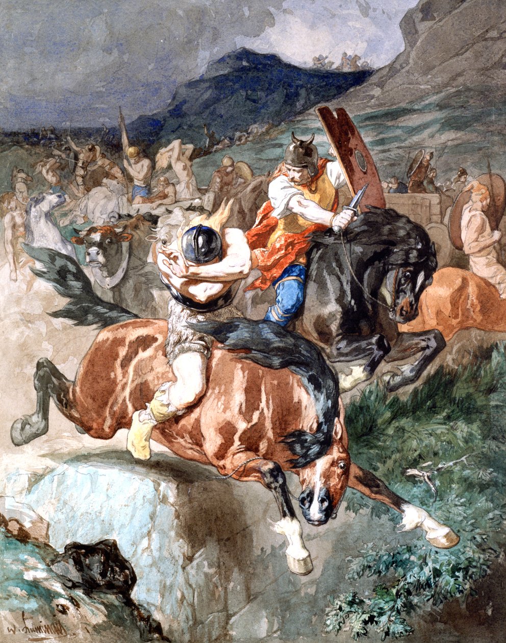 Luta dos Cavaleiros, c1842-1896 de Evariste Vital Luminais
