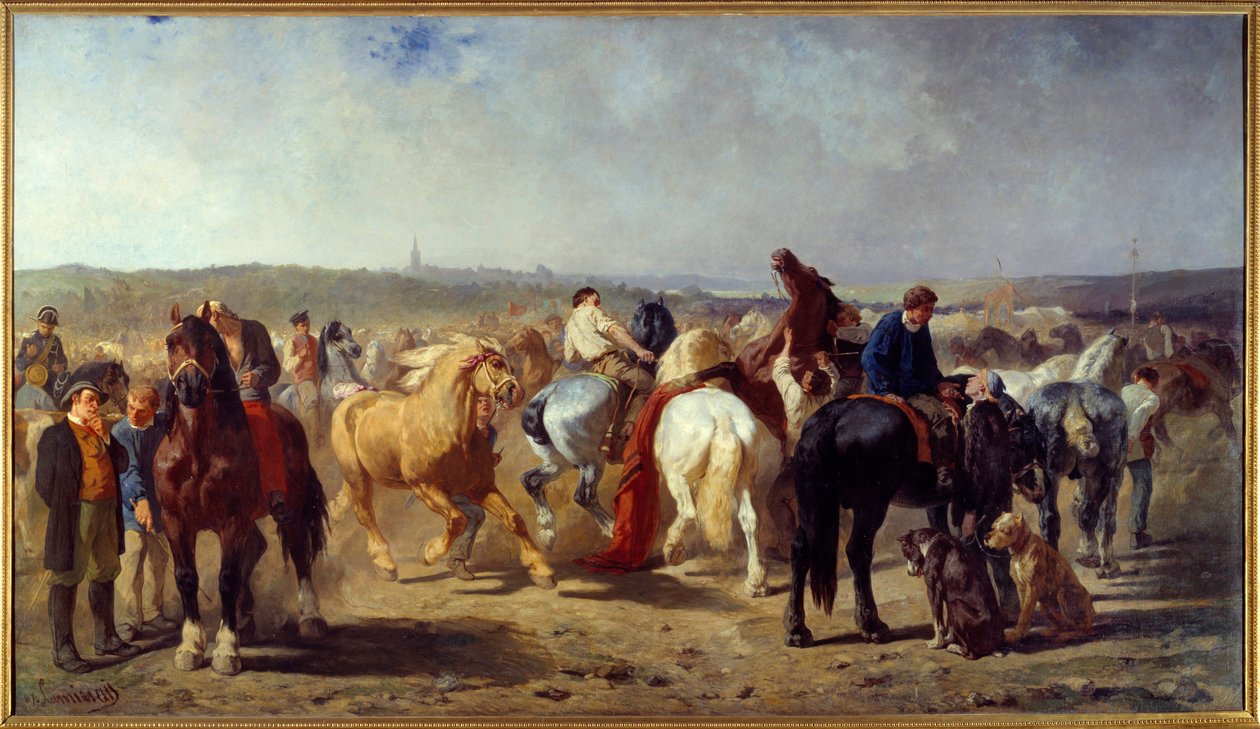 The Horse Fair Painting by Evariste Luminais (1822-1896) 1861 Nantes, Musee des Beaux Arts de Evariste Vital Luminais