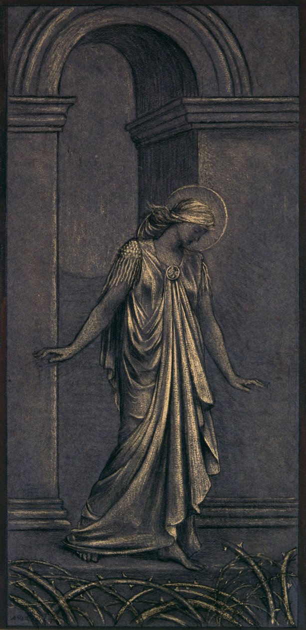 Estudo finalizado para o caminho espinhoso, c.1897 (giz) de Evelyn De Morgan