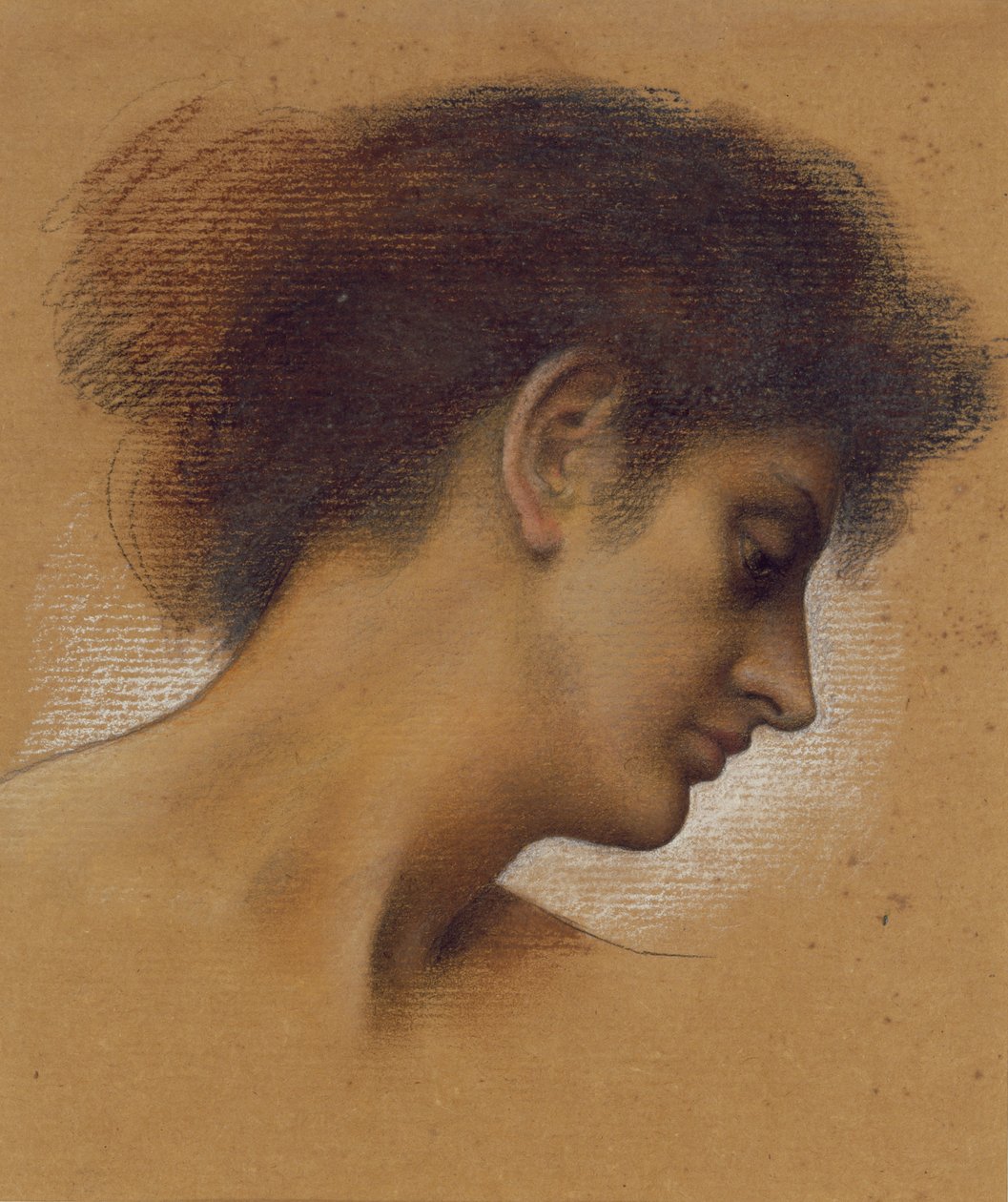 Estudo de uma cabeça (pastel em papel) de Evelyn De Morgan