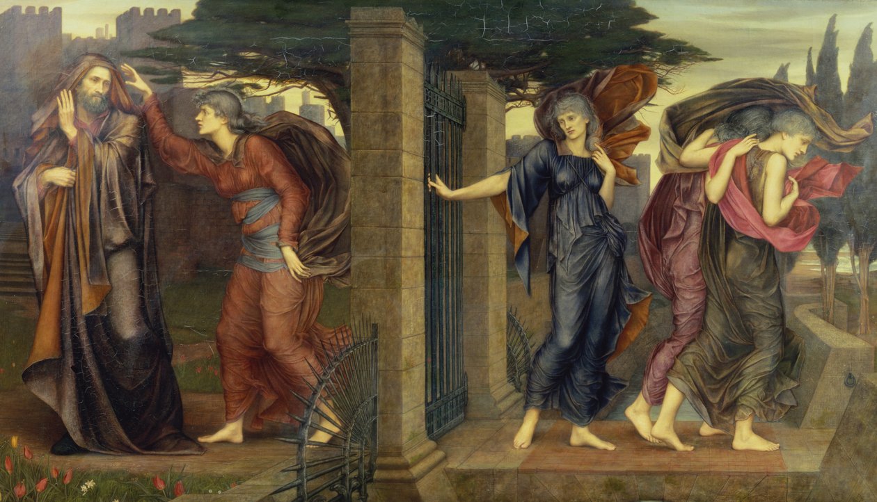 As irmãs cinzentas, 1880-81 de Evelyn De Morgan