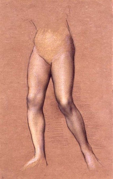 Estudo das figuras (giz sobre papel) de Evelyn De Morgan