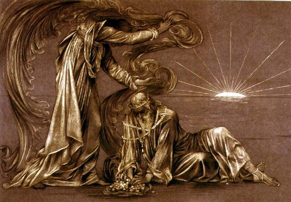 Estudo acabado para Terrabound, c.1897 (giz) (ver 27982) de Evelyn De Morgan