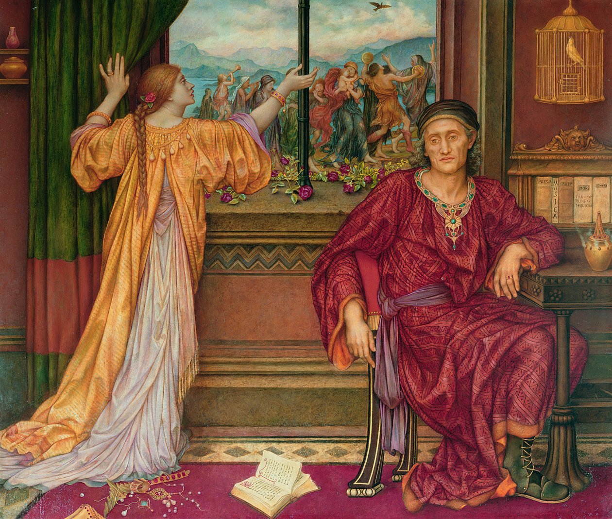 La cage doree - The Gilded Cage , de De Morgan, Evelyn (1855-1919). Óleo sobre tela, entre 1900 e 1919. Galeria Watts de Evelyn De Morgan