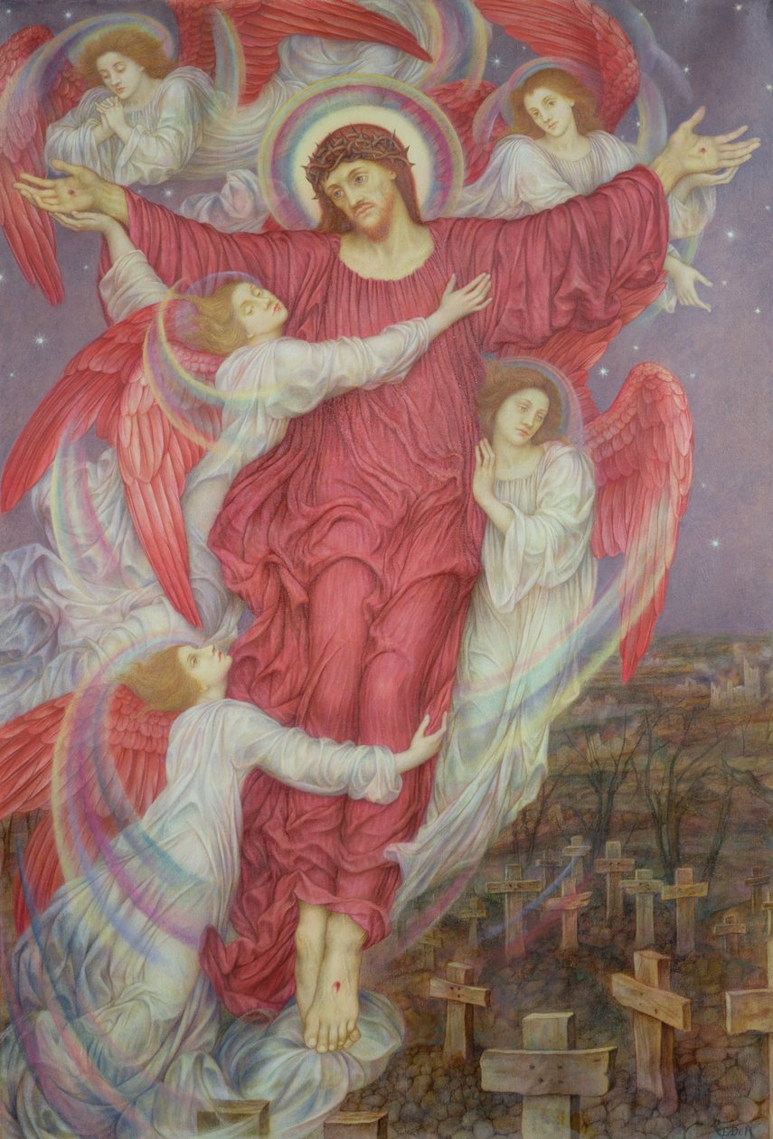 A Cruz Vermelha (alegoria dos túmulos de guerra de Flandres), c.1916 de Evelyn De Morgan
