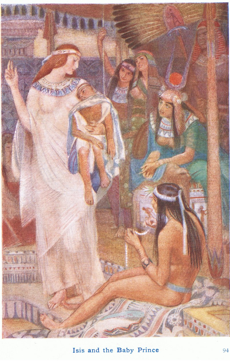 Ísis e o príncipe bebé (cor litho) de Evelyn Paul