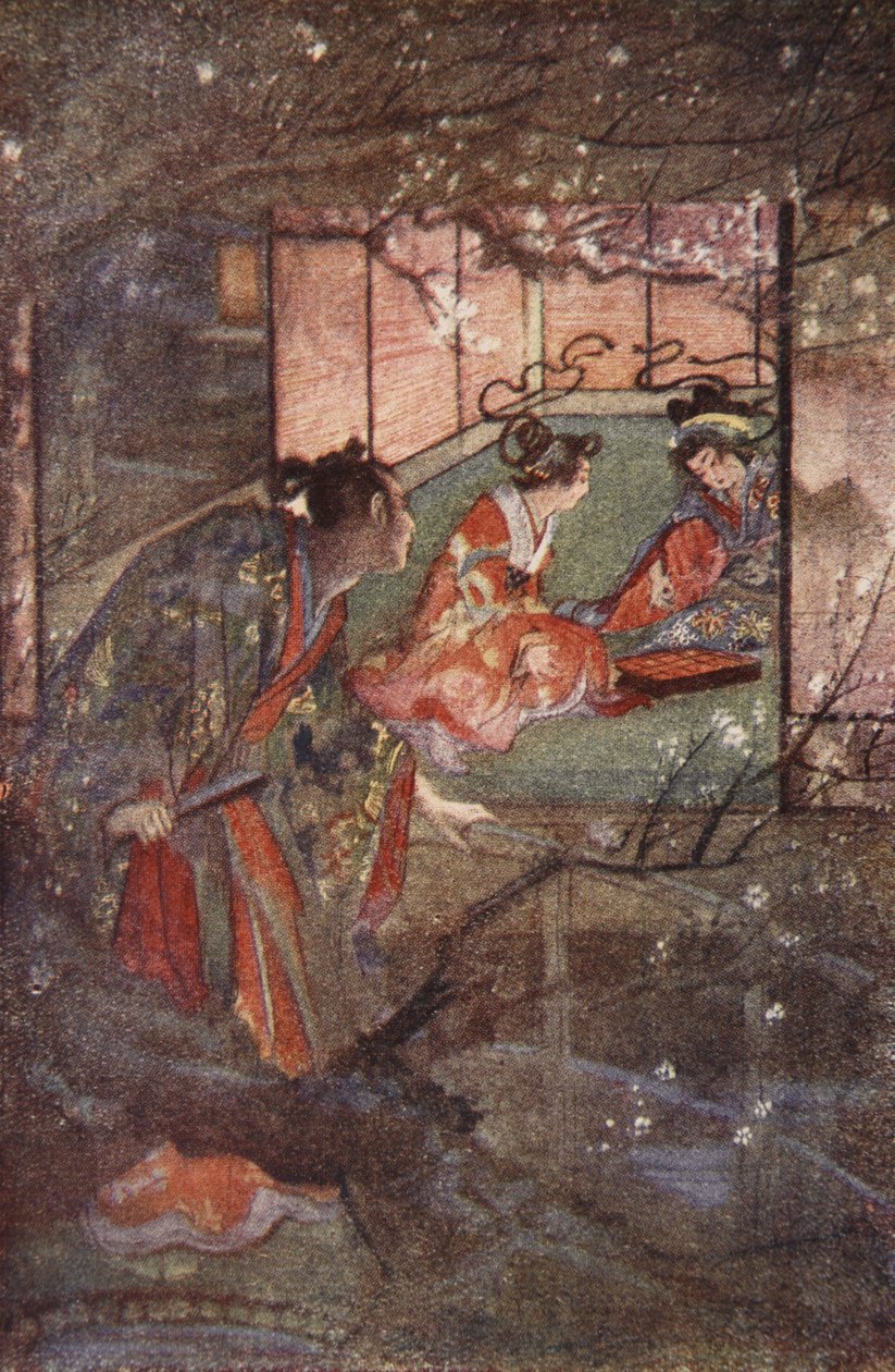 Kato Sayemon no Palácio do Shogun Ashikaga, ilustração de 