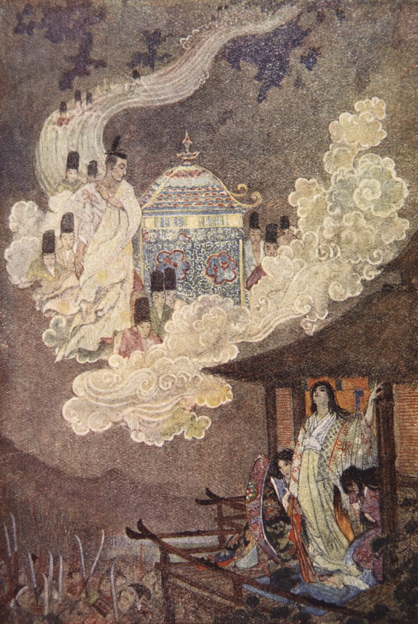 Os Moonfolk exigem a Lady Kaguya, ilustração de 