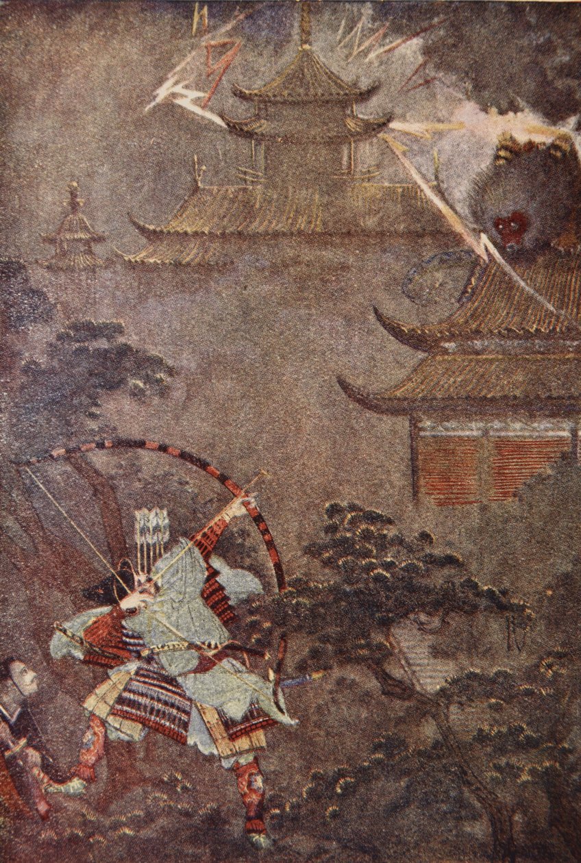 Yorimasa mata o monstro, ilustração de 