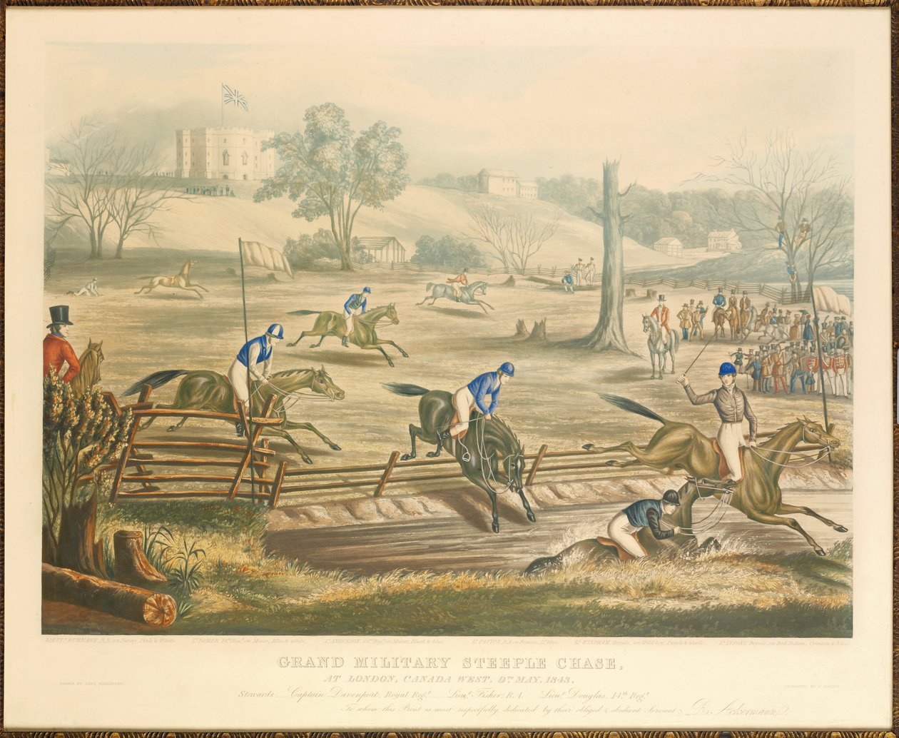 Grand Military Steeple Chase, em Londres, Canadá Oeste, 9 de maio de 1843, gravada por J. Harris, 1845 de Evelyne Marie Alexander