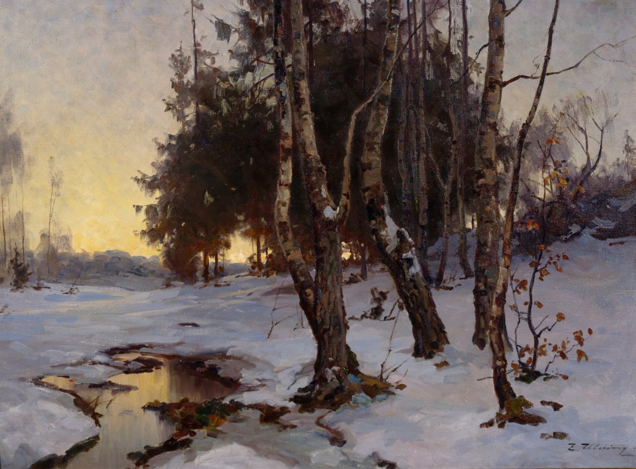 Paisagem de Inverno (óleo sobre tela) de Even Ulving
