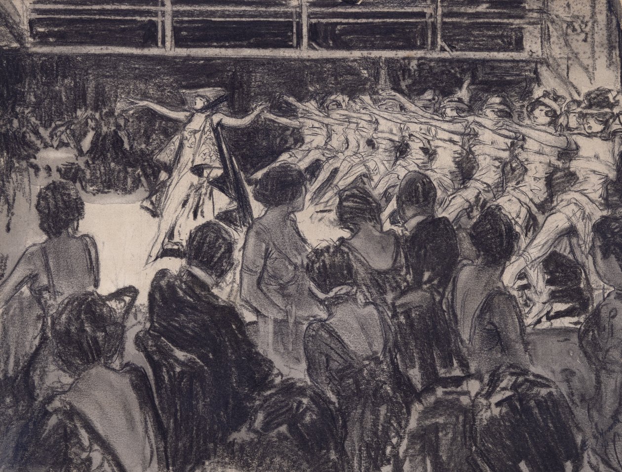 Cena de Cabaret (carvão sobre cartão preparado) de Everett Shinn