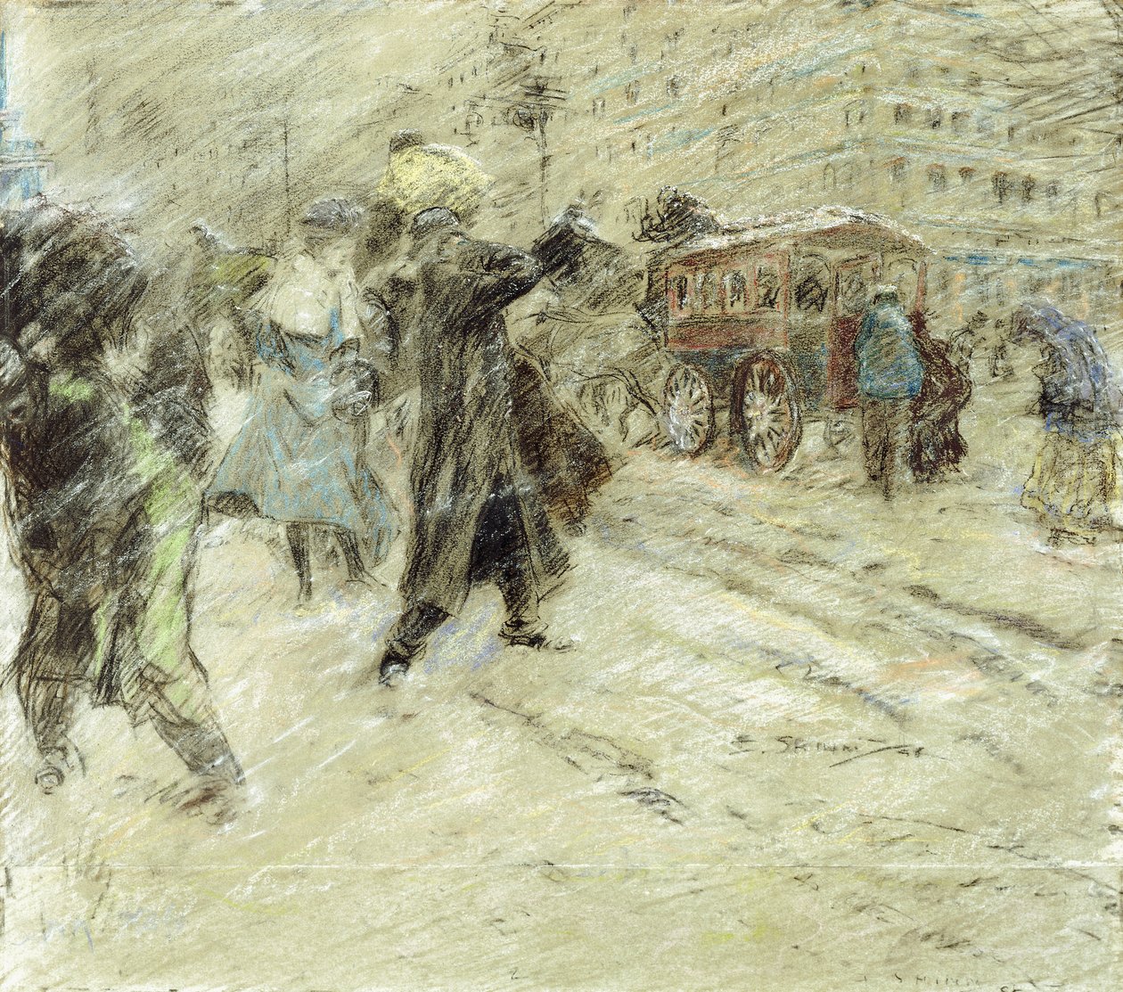 Tempestade de neve, Madison Square, Nova Iorque de Everett Shinn