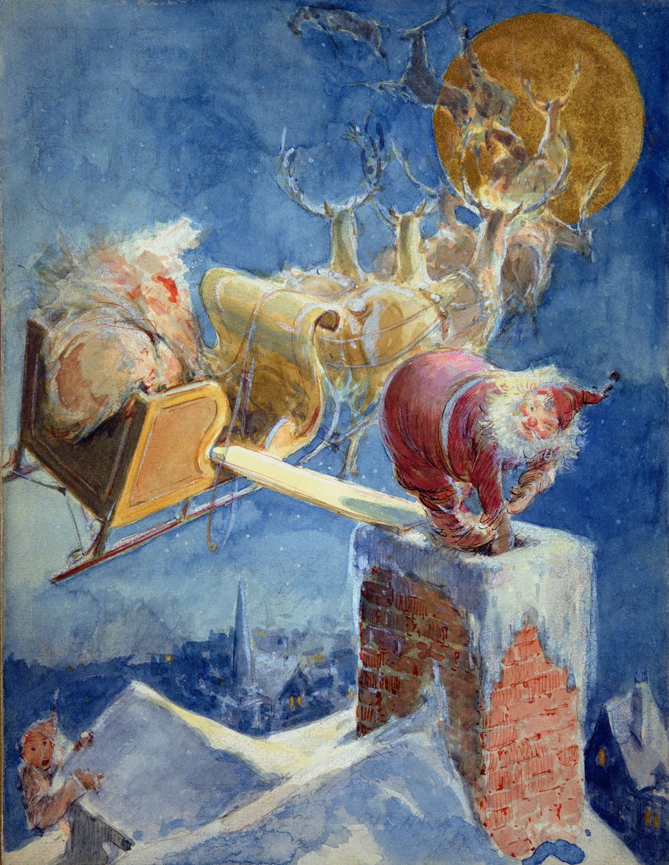 A noite antes do Natal (aguarela e tinta sobre papel) de Everett Shinn