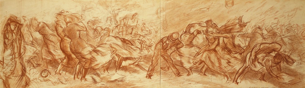 Windswept Street, Nova Iorque, c.1907 (óleo sobre tela) de Everett Shinn