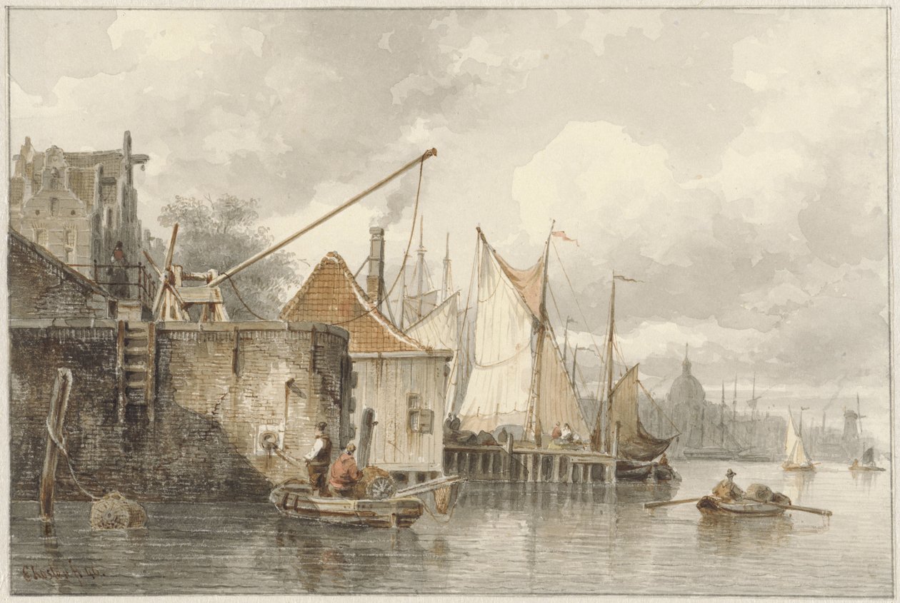 Barcos num cais de Everhardus Koster