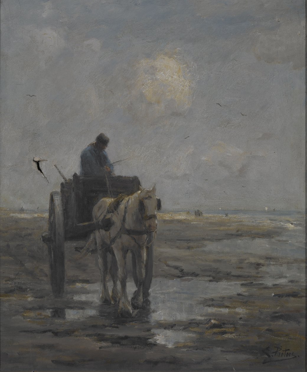 Cavalo e carroça (óleo sobre tela) de Evert Pieters