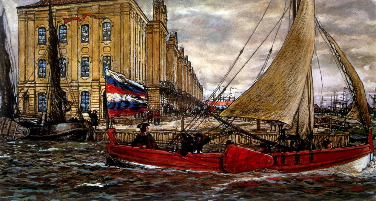 Barco no porto 1906 (pintura) de Evgeni Evgenievitch Lanceray