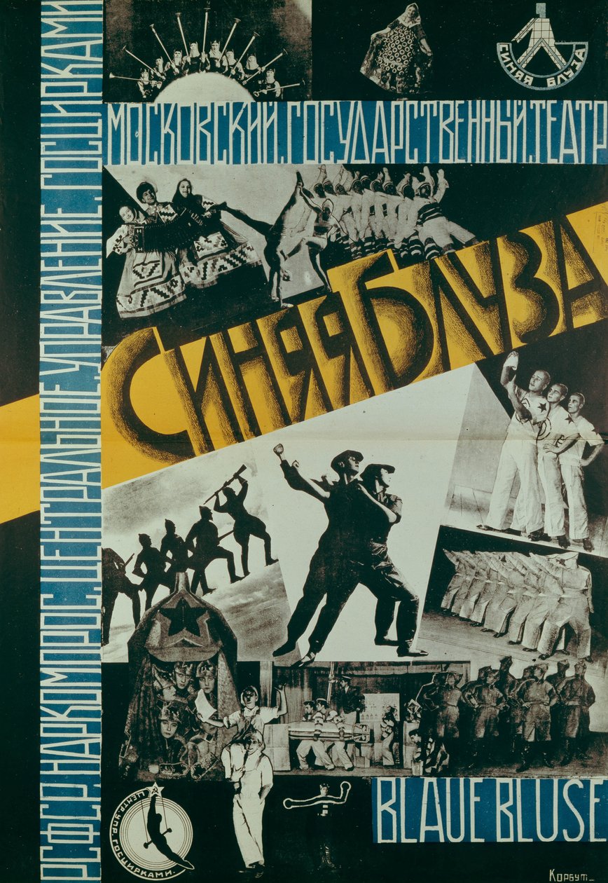 Cartaz para a blusa azul do teatro, 1926 de Evgenia Korbut
