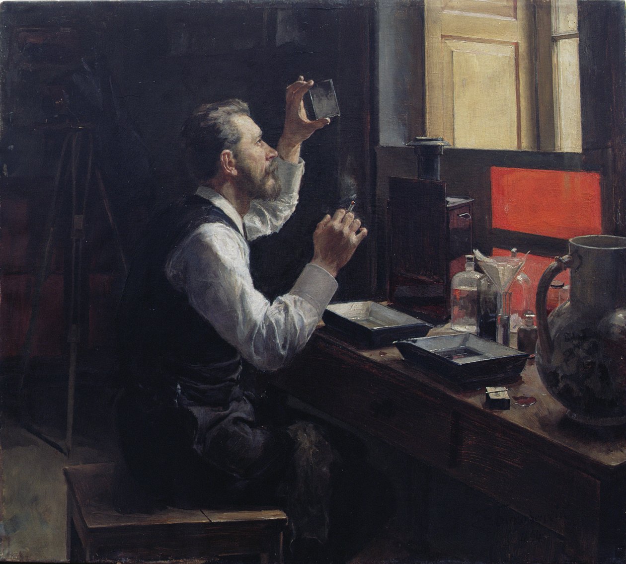 Fotógrafo Amador (óleo sobre tela) de Evgeniy Iosipovich Bukovetsky