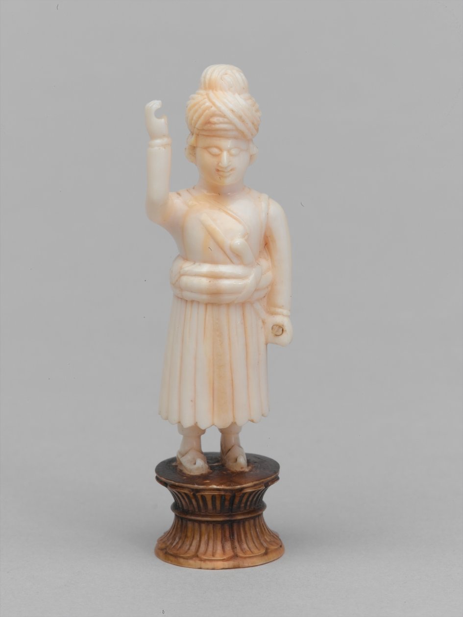 Peão preto, peça de xadrez, Índia, 1820 cerca de Evremond de Berard