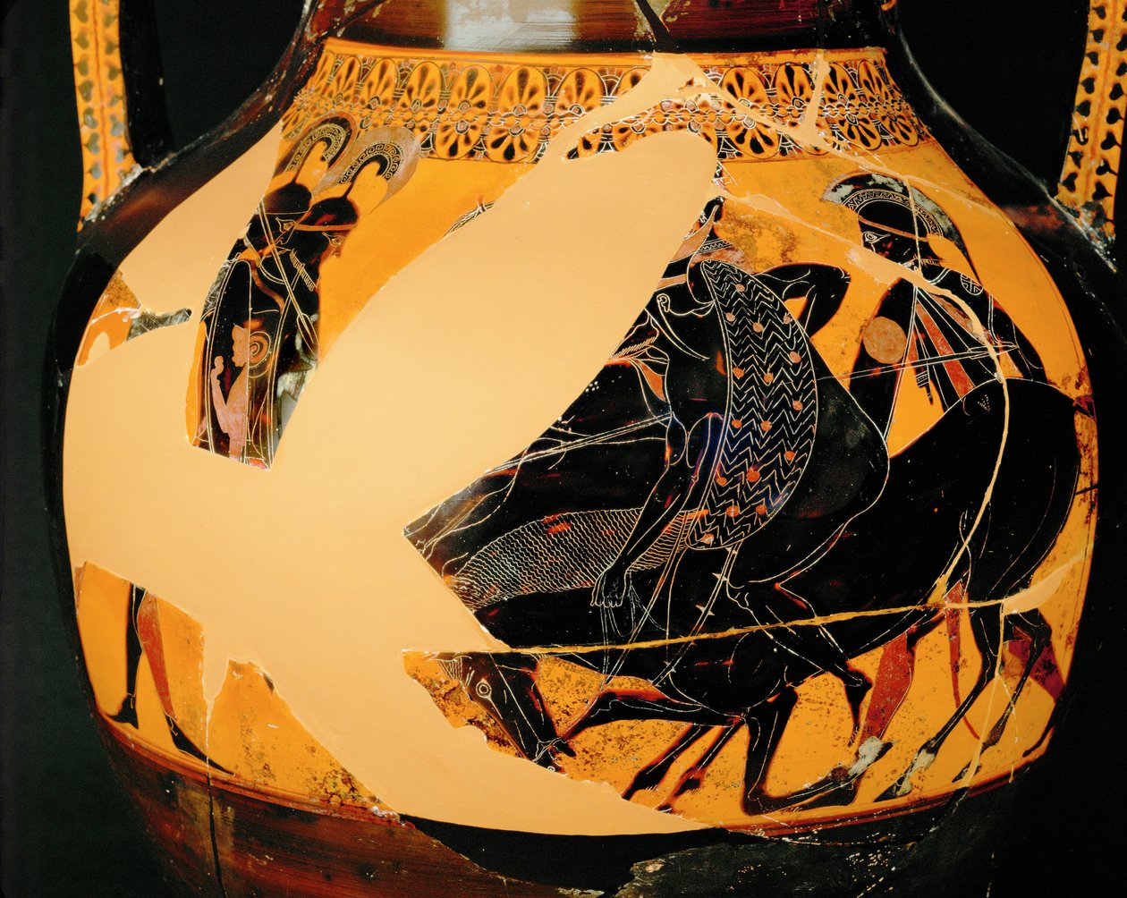 Cena de combate. Ânfora de figura negra, igual a 10-03-03/48 ... de Exekias Exekias