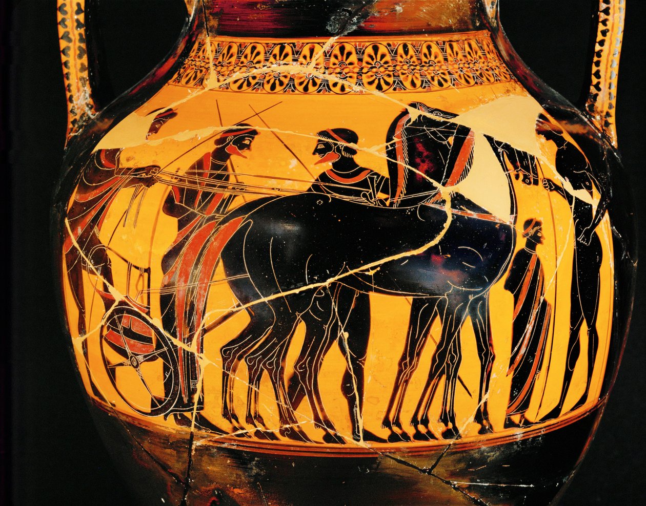 A partida do guerreiro na sua carruagem ... de Exekias Exekias