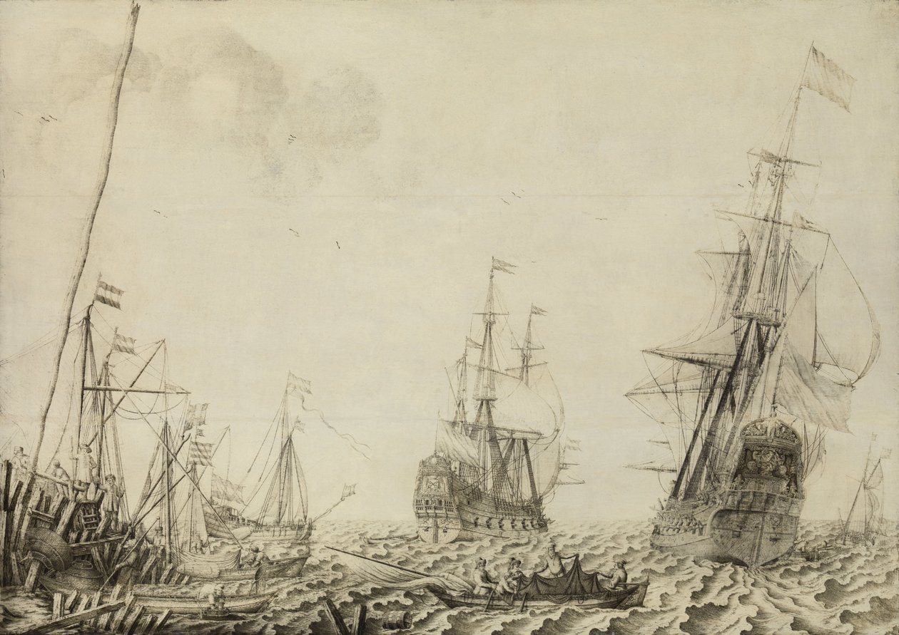 Navios perto de um porto de Experiens Sillemans