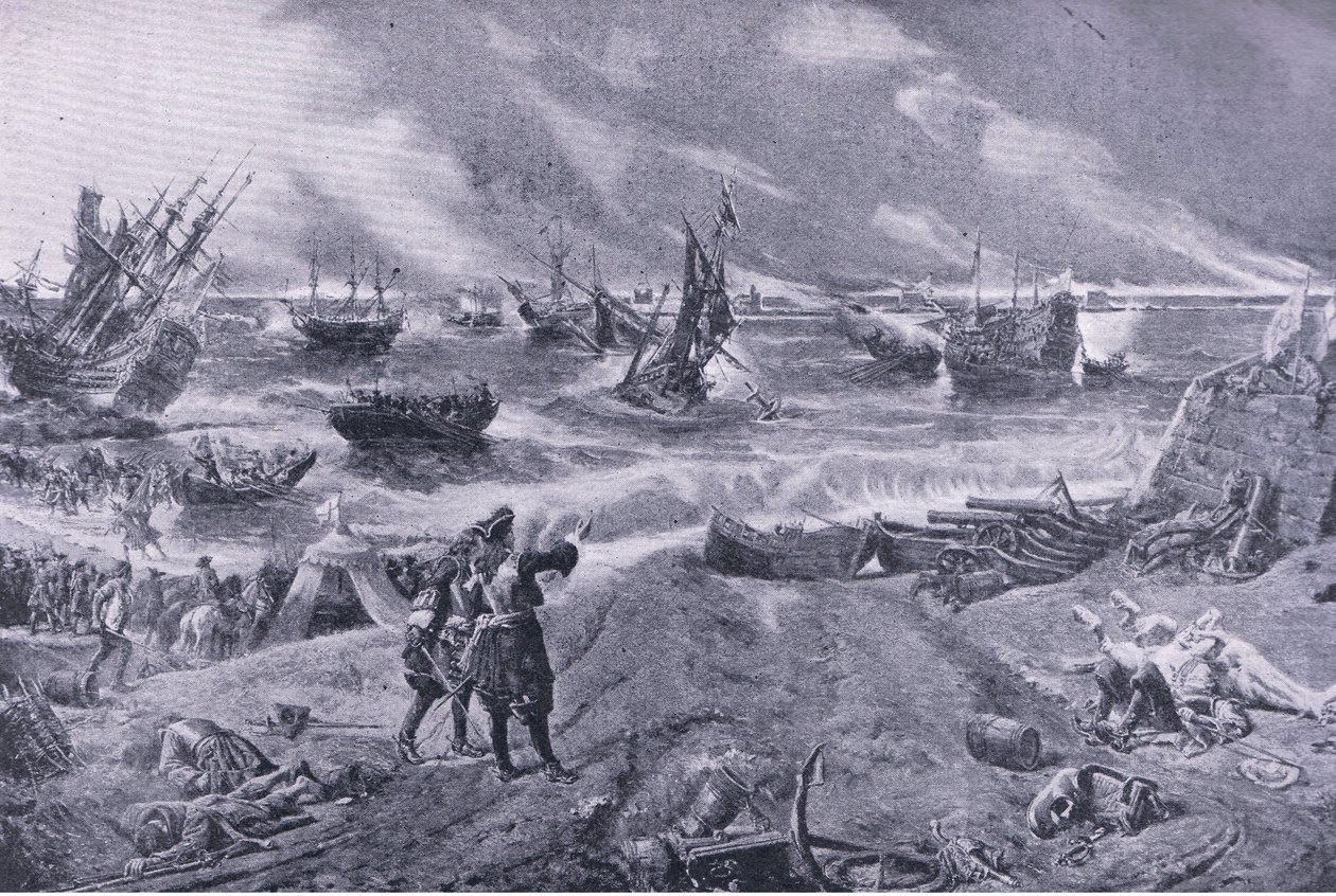 James II na Batalha de La Hogue, 23 de maio de 1692, ilustração das Batalhas Britânicas na Terra e no Mar, 1915 de Eyre Crowe