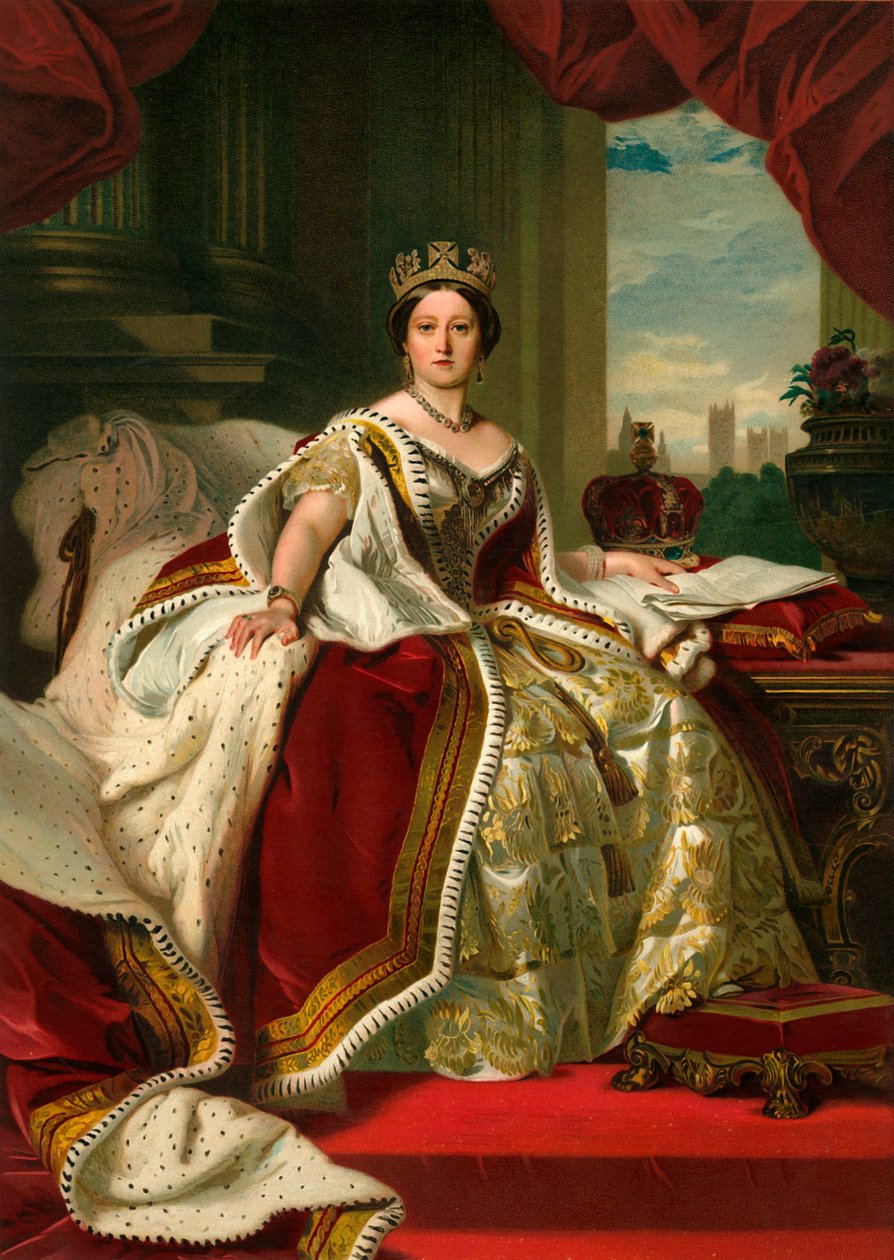 Sua Majestade a Rainha em Suas Vestes de Estado, 1859, c1897 de Eyre and Spottiswoode