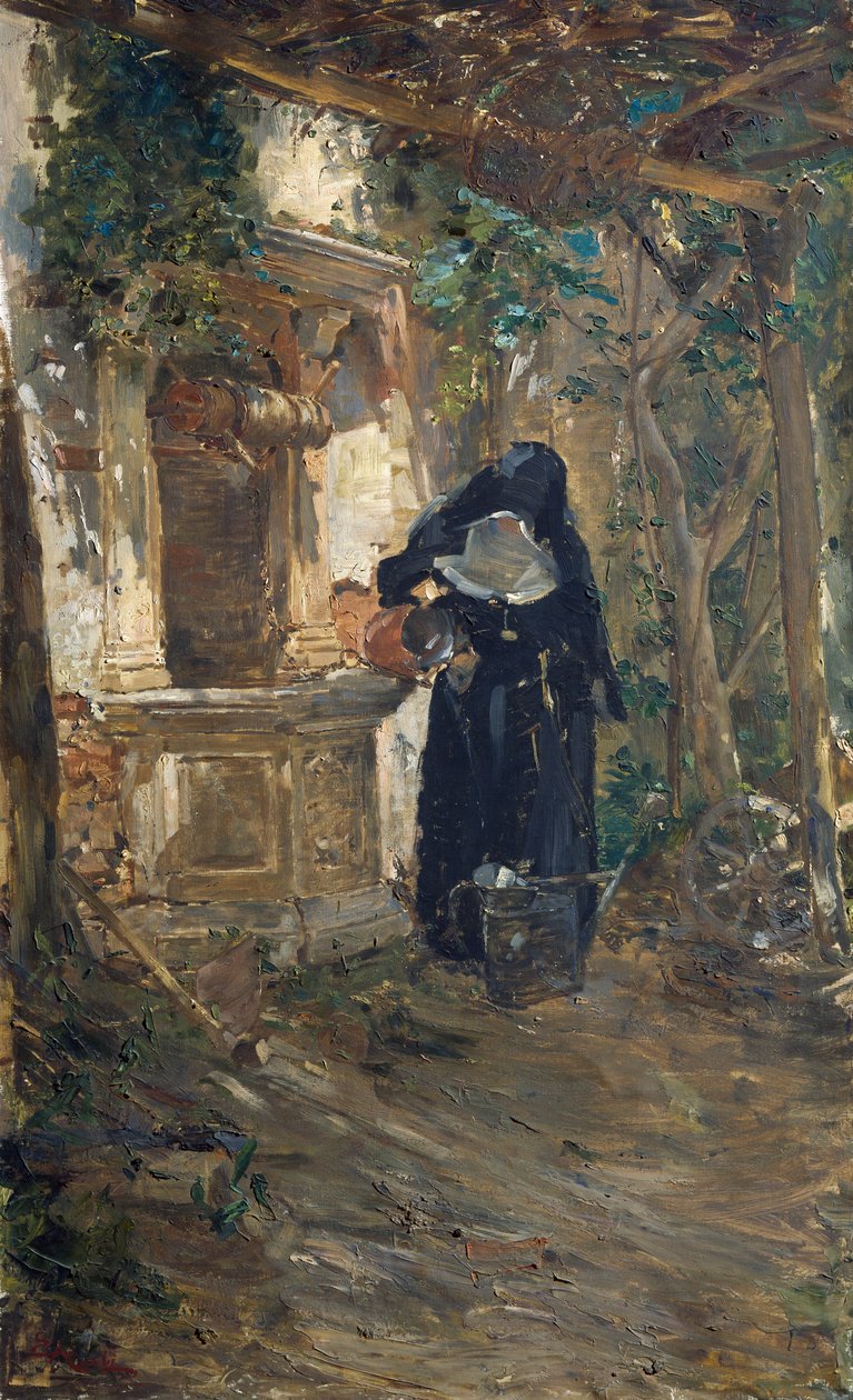 Freira no poço, de Ezechiele Acerbi (1850-1920), óleo sobre tela, 92,5x57,5 cm de Ezechiele Acerbi