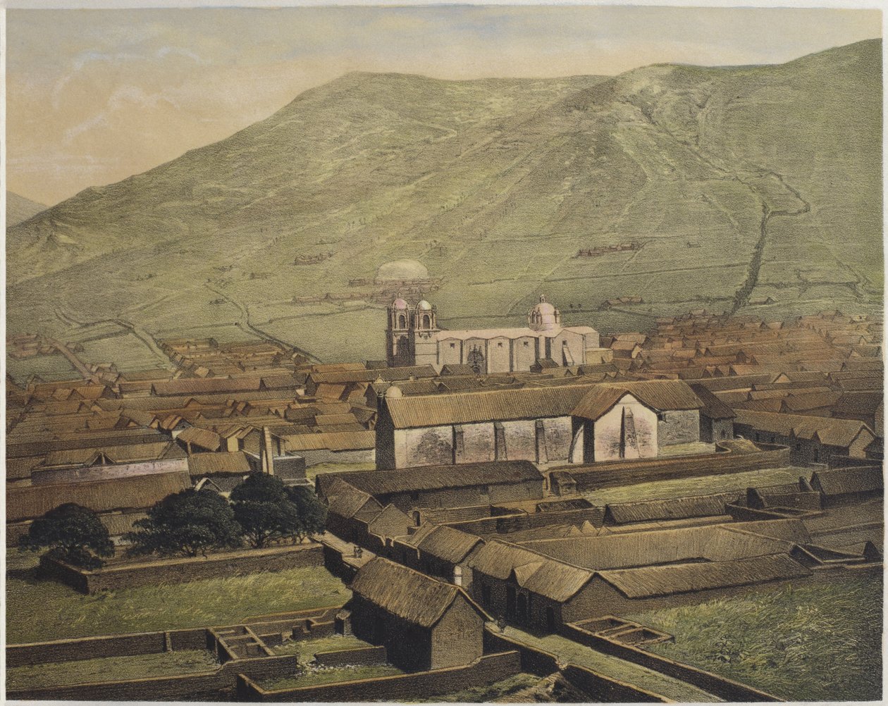 Vista geral de Puno, ilustração de &39;Geografia del Peru&39; por Mariano, Felipe Paz Soldan (1821-86) placa XXXVIII, 1863 de F. Delamare