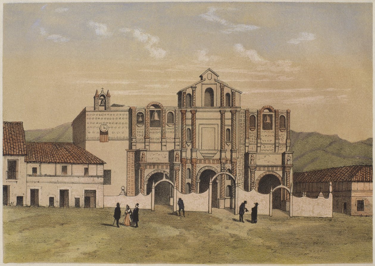 Igreja de Santa Catalina, Cajamarca, ilustração de &39;Geografia del Peru&39; por Mariano, Felipe Paz Soldan (1821-86) placa IX, 1863 de F. Delamare