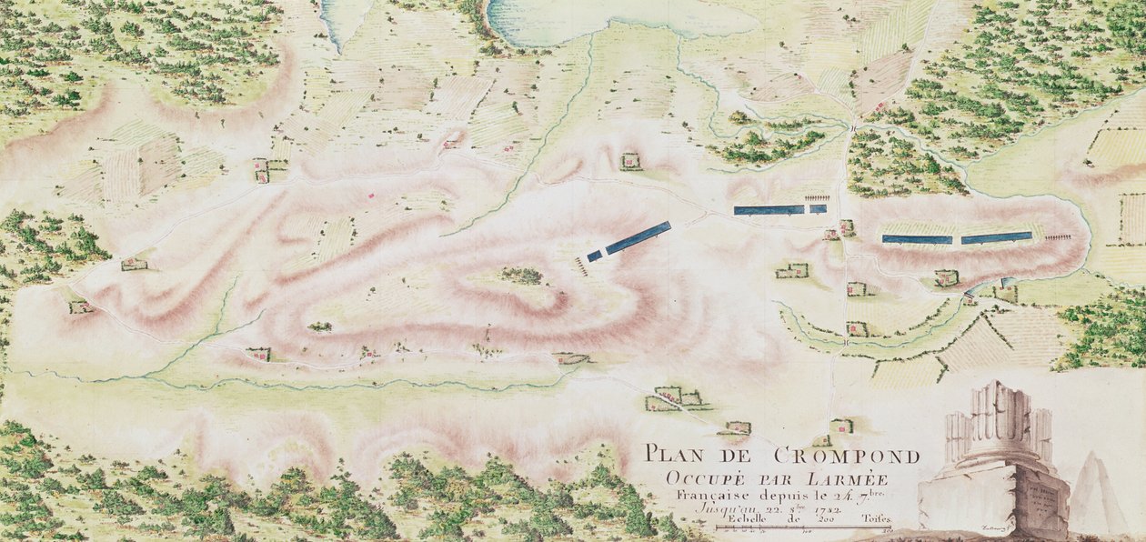 Mapa de Crompond, de &39;Guerra da América&39;, 1782 (gravura de cor) de F. Dubourg