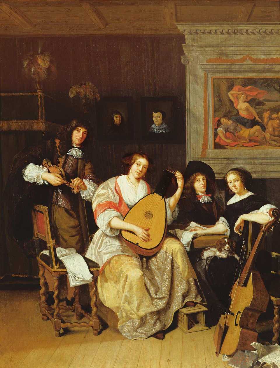 Interior com um grupo de músicos (painel) de F. Sant Acker