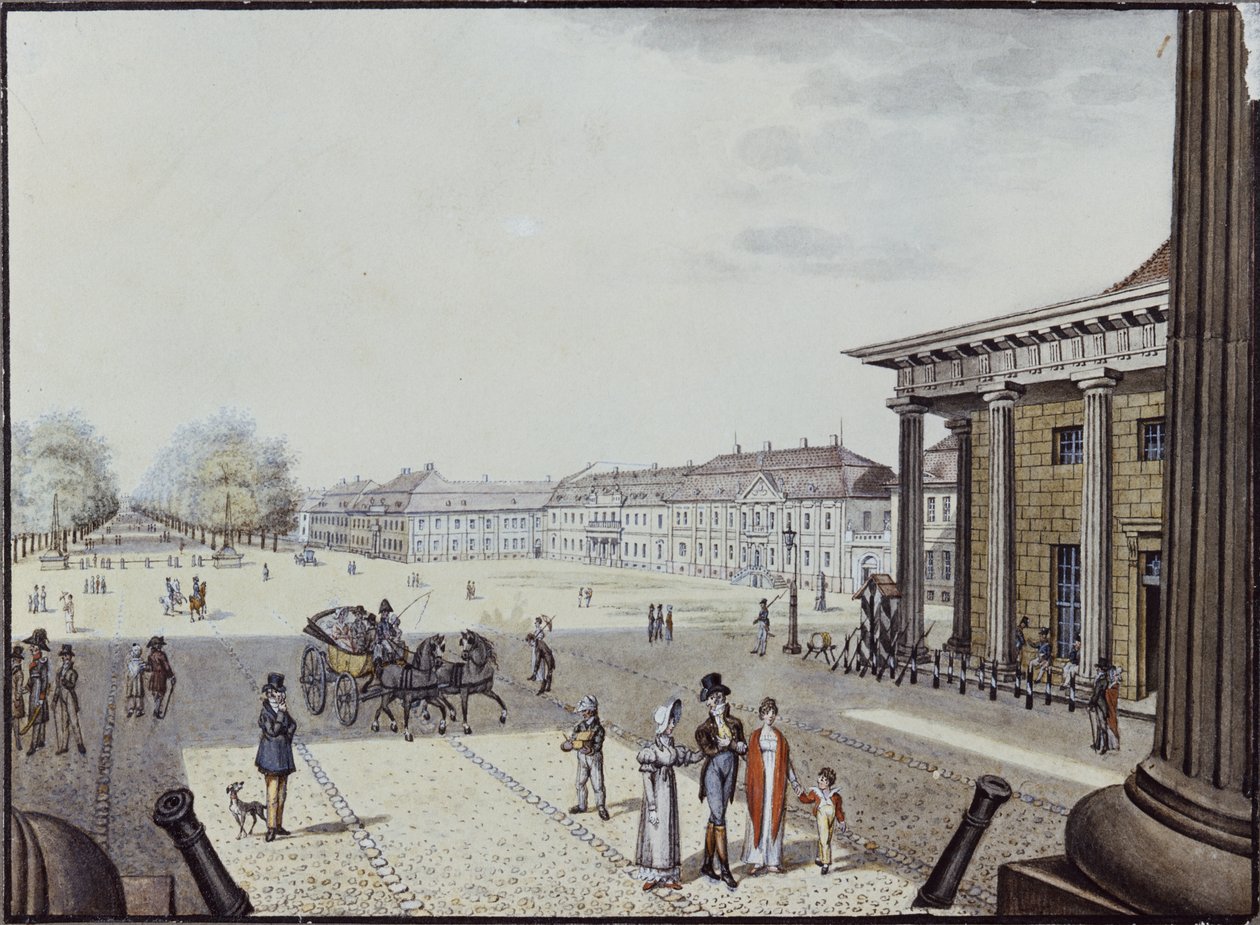 A Praça de Paris, Berlim (caneta e tinta no papel) de F.A. Calau