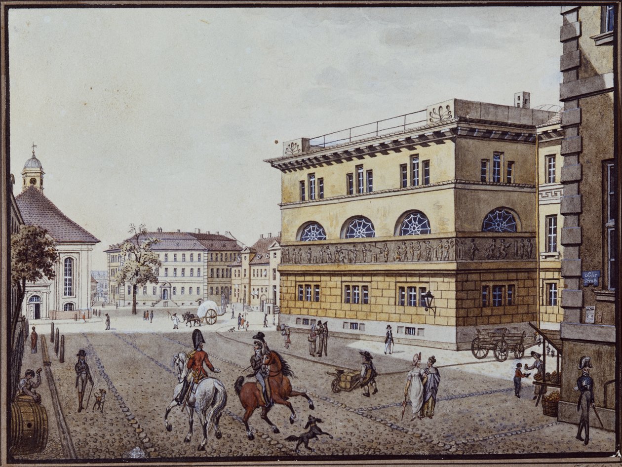 Vista da casa da moeda, Berlim (caneta e tinta sobre papel) de F.A. Calau