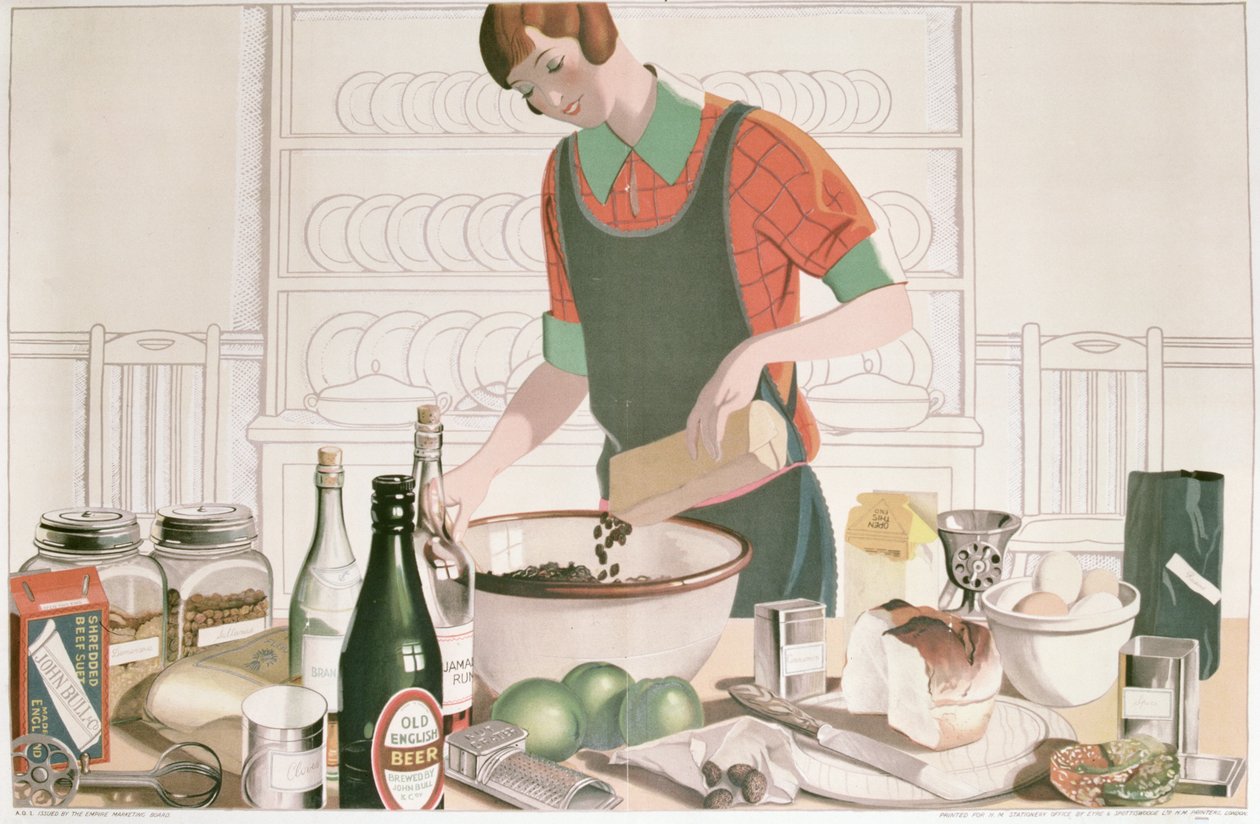 O Pudim de Natal, cartaz 1928 (litografia) de F.C. Harrison