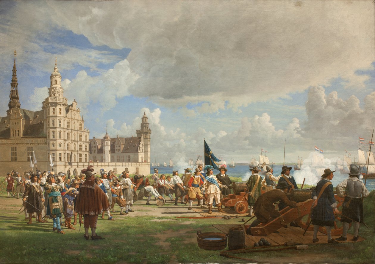 A frota holandesa sob o comando do almirante Opdam cruza o Sound em 29 de outubro de 1658 durante a Guerra Sueca 1657-60 de F.C. Lund