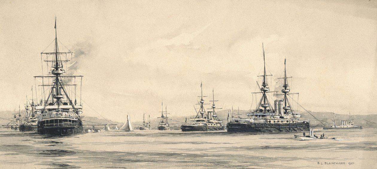 A Esquadra da Mancha em Lamlash: a regata de vela de 1901 de F.L. Blanchard