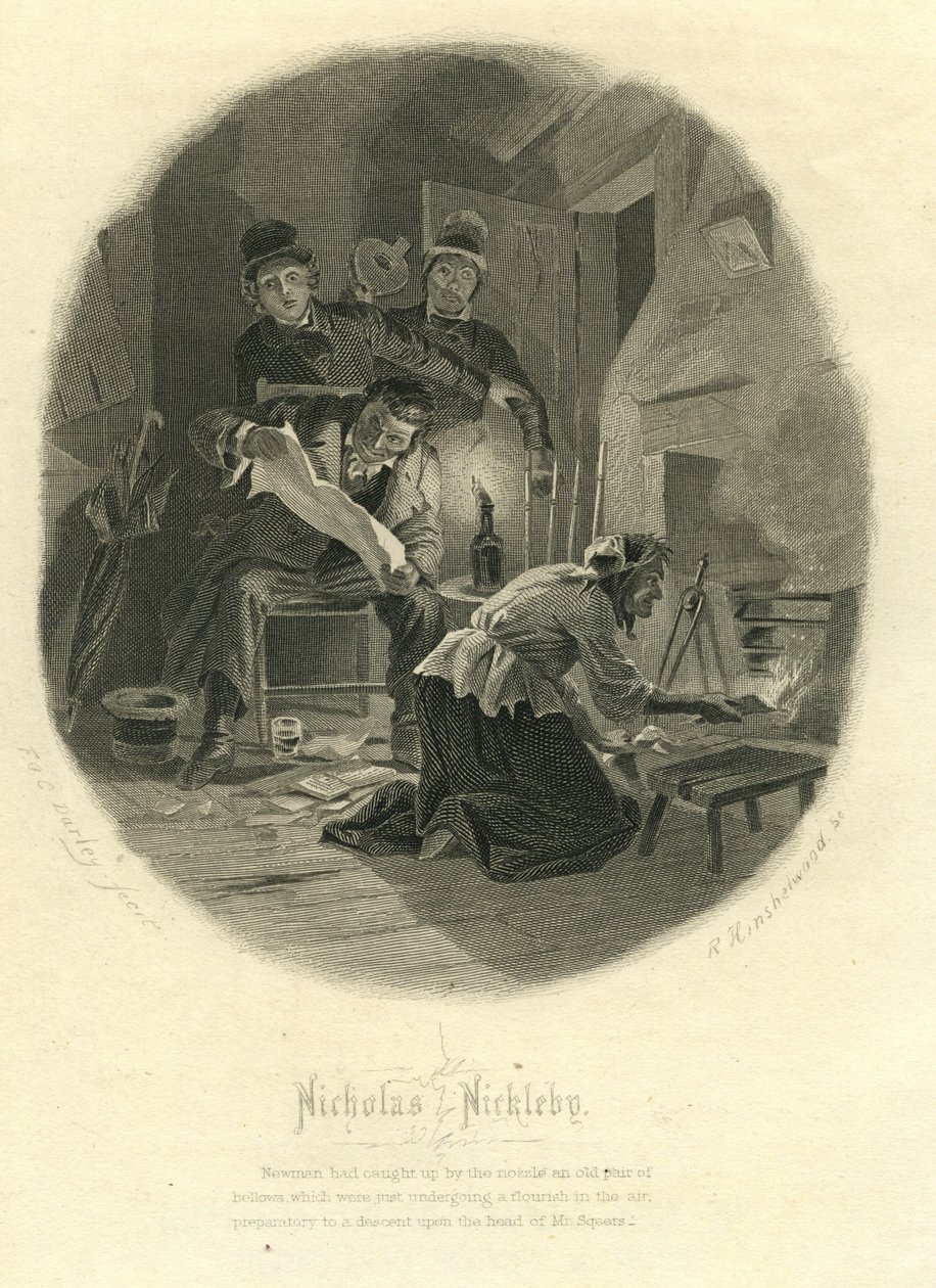 Nicholas Nickleby: Newman Noggs e Wackford Squeers, 1867 de F.O.C. and McRae, C. John Darley