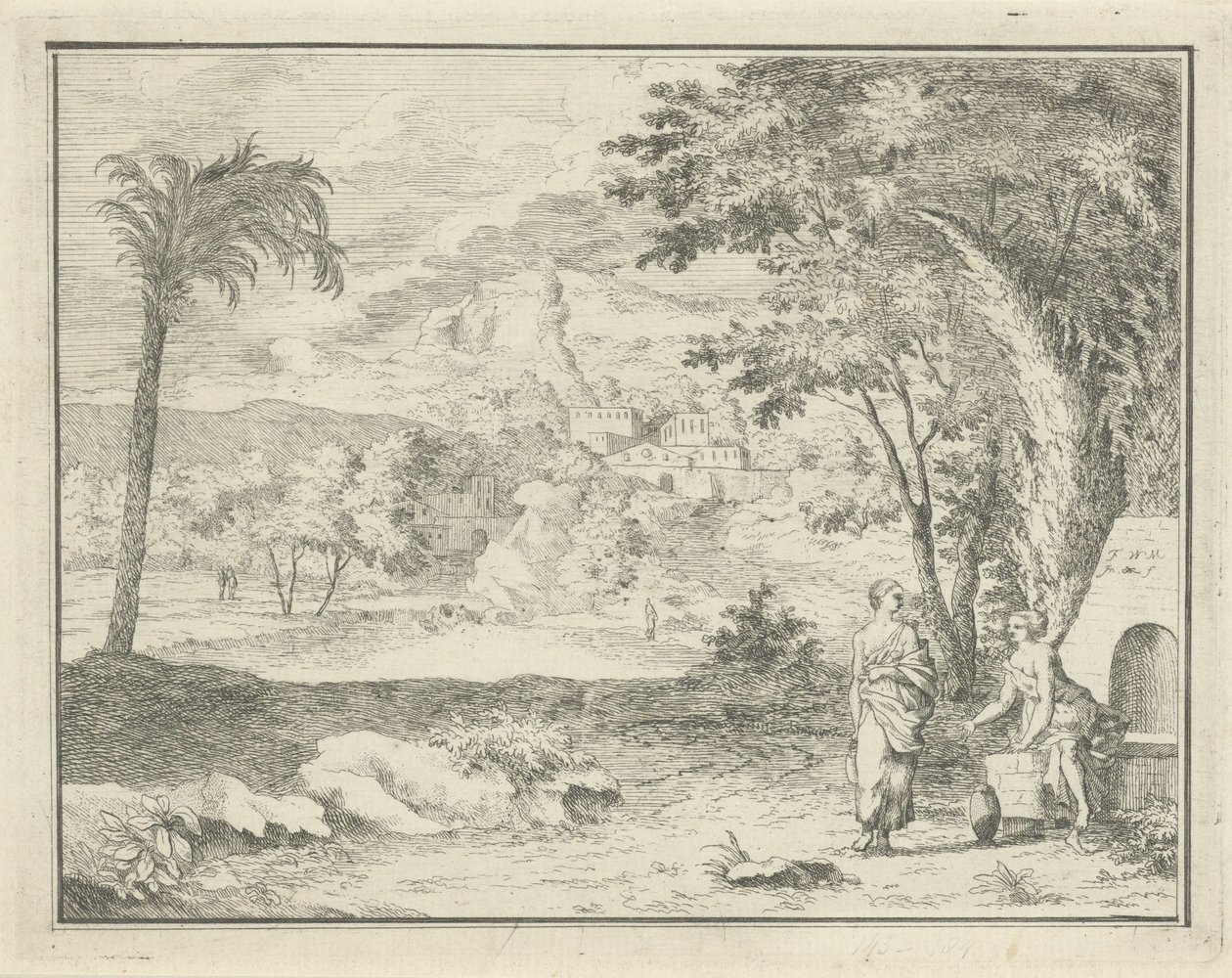 paisagem italiana com duas mulheres de F.W. Musculus