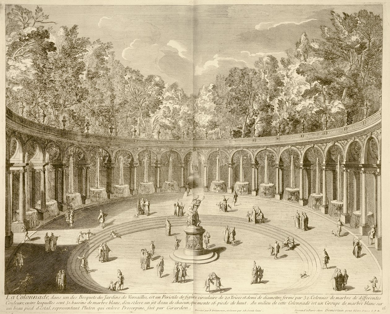 The Colonnade, Versailles, c.1715 (gravura) de F. (after) Delamonce