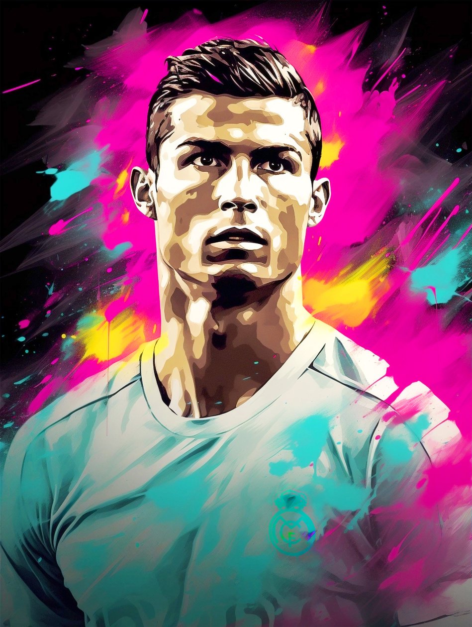 Pintura acrílica abstrata, Cristiano Ronaldo em tela, impressões de arte de parede de F. Abderrahim