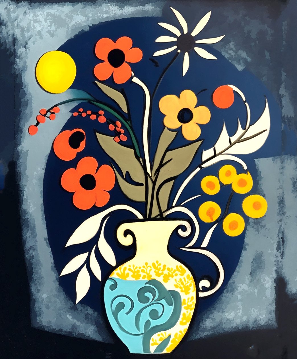 Pintura impressionista abstrata flores num vaso, Arte da parede | Impressões sobre tela de F. Abderrahim