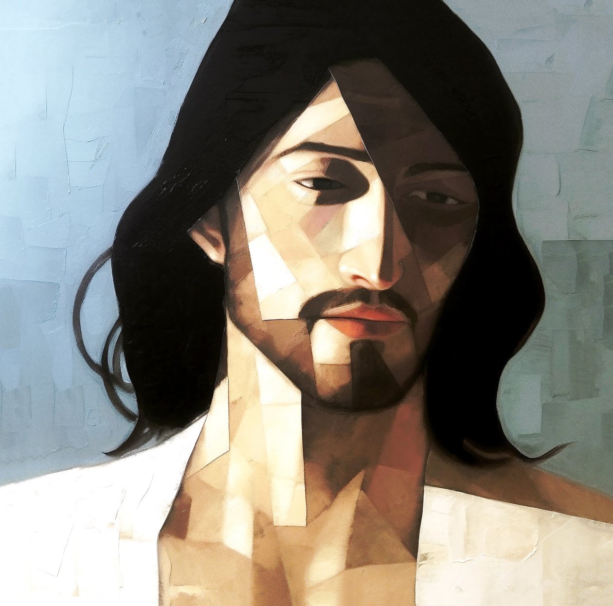 Retrato abstrato minimalista de jesus cristo para venda, Arte da parede | Impressões em tela de F. Abderrahim