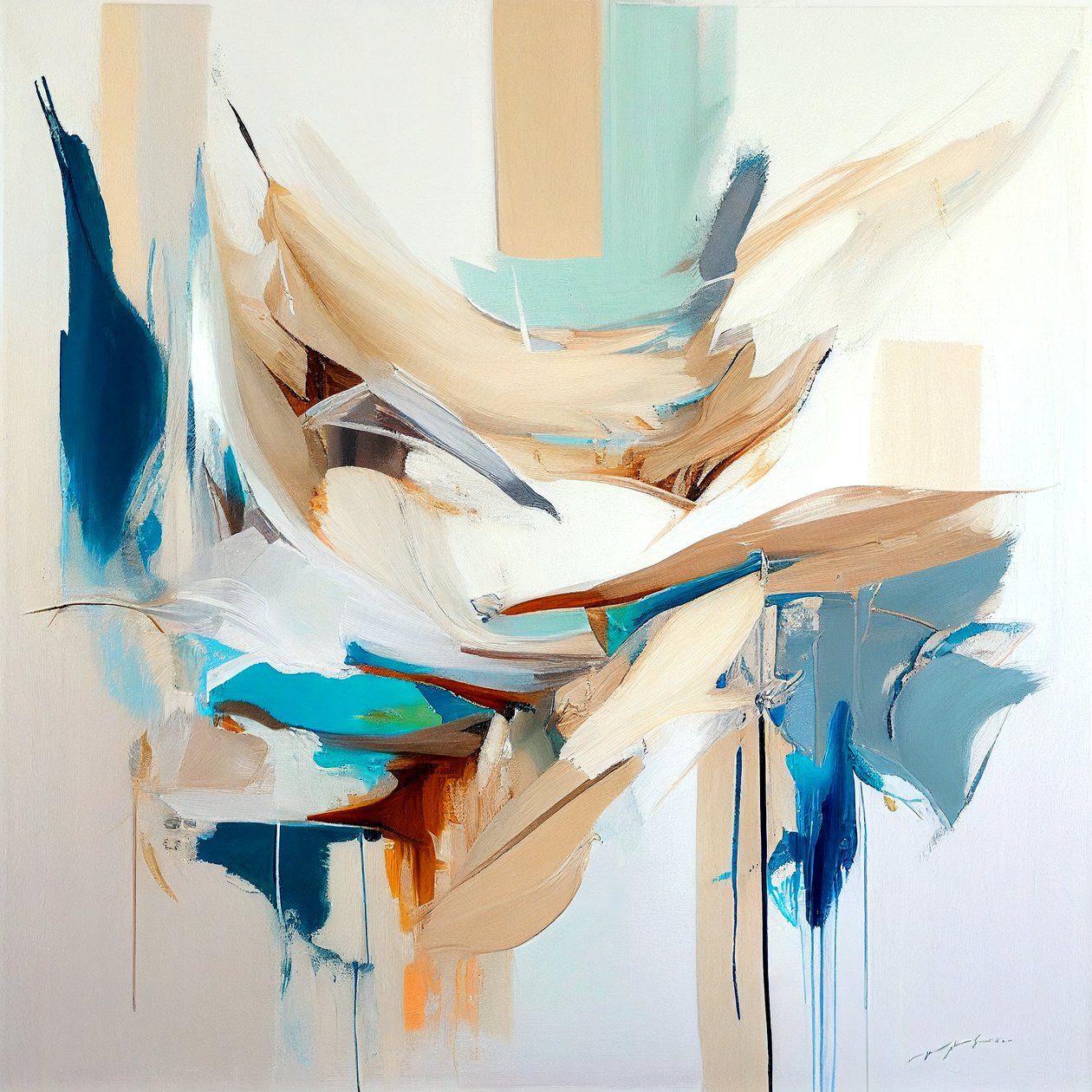 Composição de pintura abstrata para venda para sala de estar, impressões em tela de F. Abderrahim