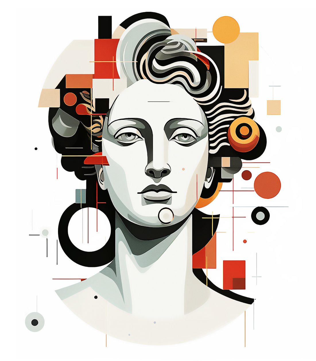 Abstracções cabeça de apolo em estilo cubismo picasso, impressão de parede Arte de F. Abderrahim